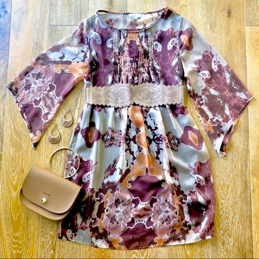 COVET shift boho flowy dress maroon dress size xs